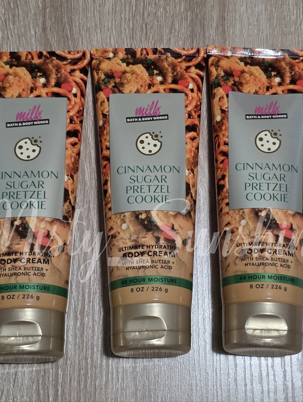 Bath & Body Works Cinnamon Sugar Pretzel Cookie Body Cream Set of 3 New RARE